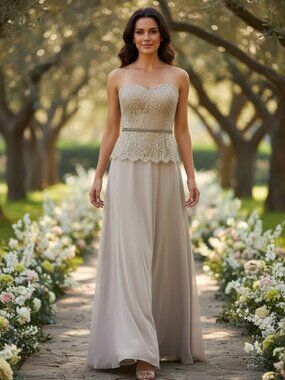 Calvin Klein Silver Lace & Chiffon Formal Gown - Mother of the Bride - 10